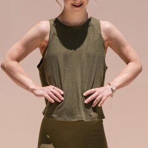 Girlfriend Collective Fern Florence Cupro Recycled Cotton High Neck Tank Size XL